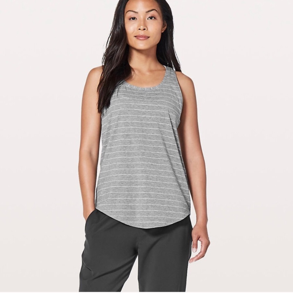 lululemon gray stripe love tank racer back pleated